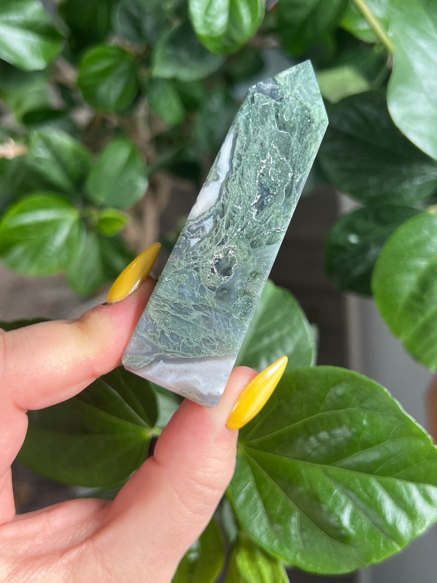 Moss Agate Obelisk